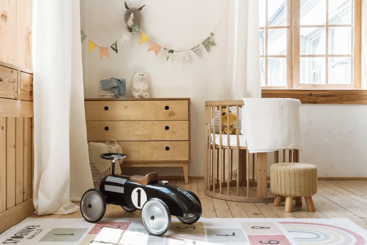 Ideen für die Einrichtung eines unisex Babyzimmers.